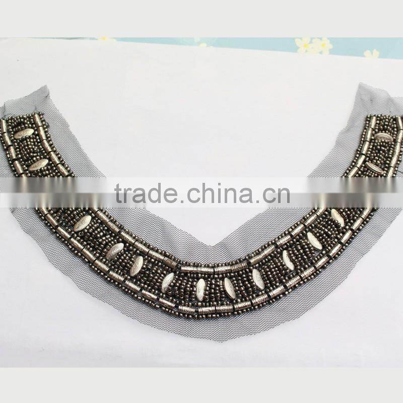 cheap price neck lace collars; bridal lace neck collars; handmade beads lace trimming for dress