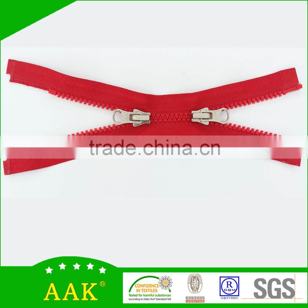 3# delrin open end double puller metal garment accessories mens shirts zippers