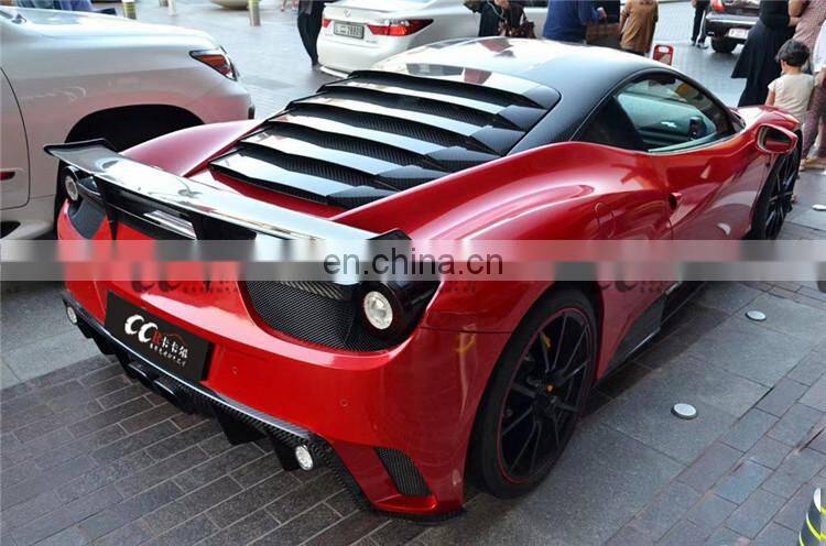 Beautiful carbon fiber material MS style body kit for Ferrari 458 front lip rear lip side skirts wing spoiler fenders canards