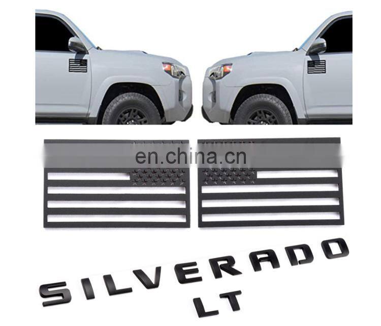 Plastic Custom 125x78MM Black American Flag Left and Right Side Fender Emblem Badge