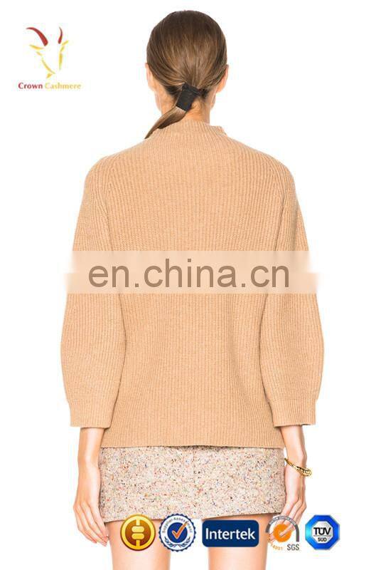 Winter fashion ribbed 100% cashmere ladies pullover sweater