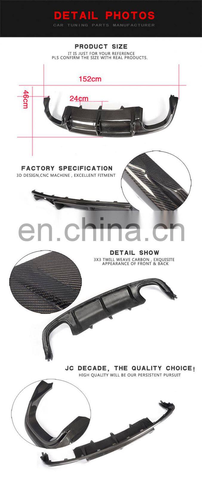 RS5 Style Carbon Fiber Rear Bumper Diffuser for Audi S5 A5 8T 12-14