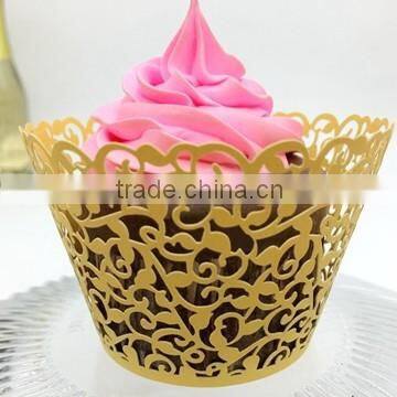 Wedding Invitation Decoration Delicated Laser Cut Gold Laser Cut Cupcake Wrappers