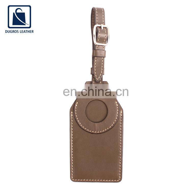 Excellent Quality Wholesale Supply Nickle Fitting Fashion Style Genuine Leather Luggage Tag Manufacturer