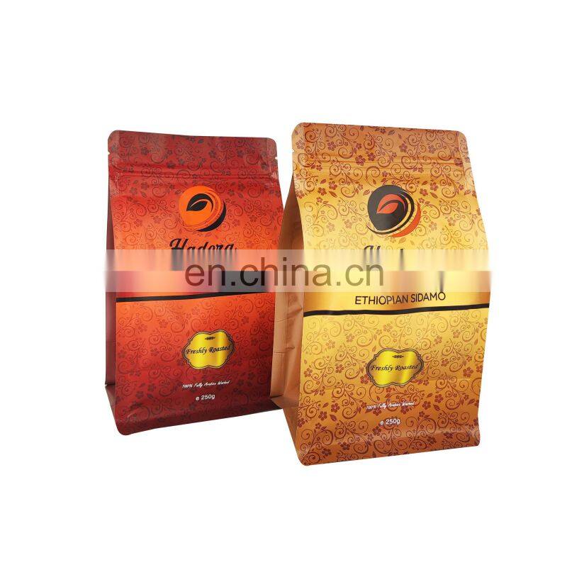 500g Flat Square Box Bottom Aluminum Foil coffee bags with valve/tin tie