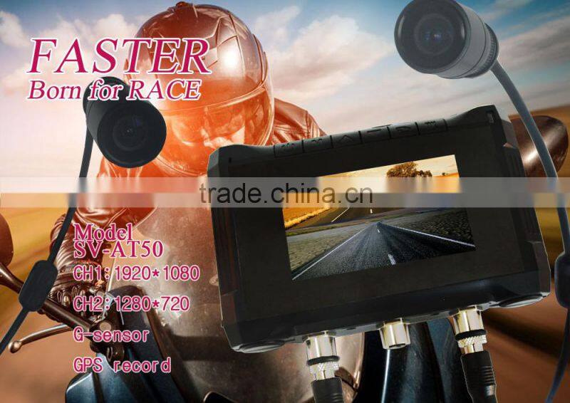 Two channel and two lens 2.7inch screen with GPS and G-sensor racing Car DVR camera