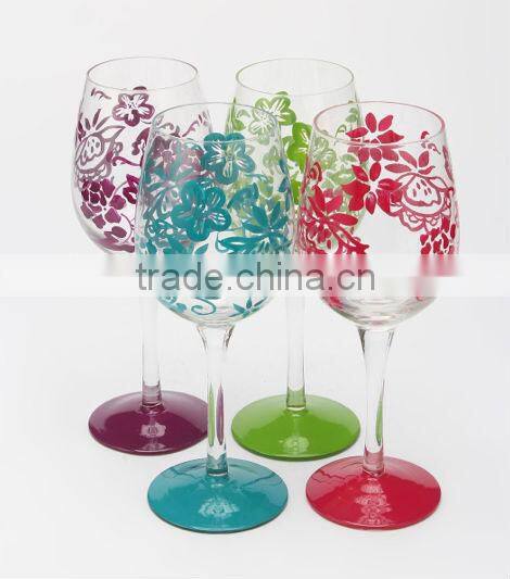 CE/EU/FDA/SGS/LFGB HIGH QUALITY BLACK AND WHITE WINE GLASS ,HAND PAINTED WINE GLASS