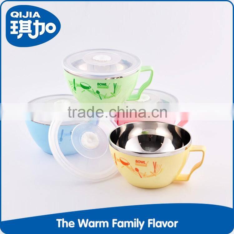 Healthy and bright color printed reusable salad bowl