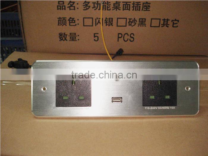 Aluminum Desktop Power Plug With Cable Connected For Hotel Used