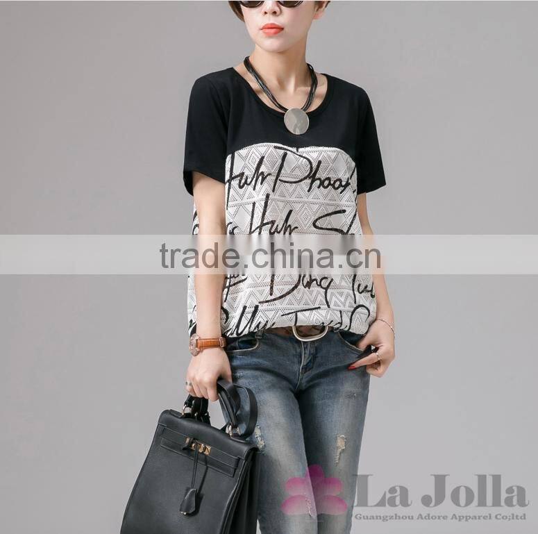 Latest Summer Fashion Ladies Simple style short sleeves T-shirt 124