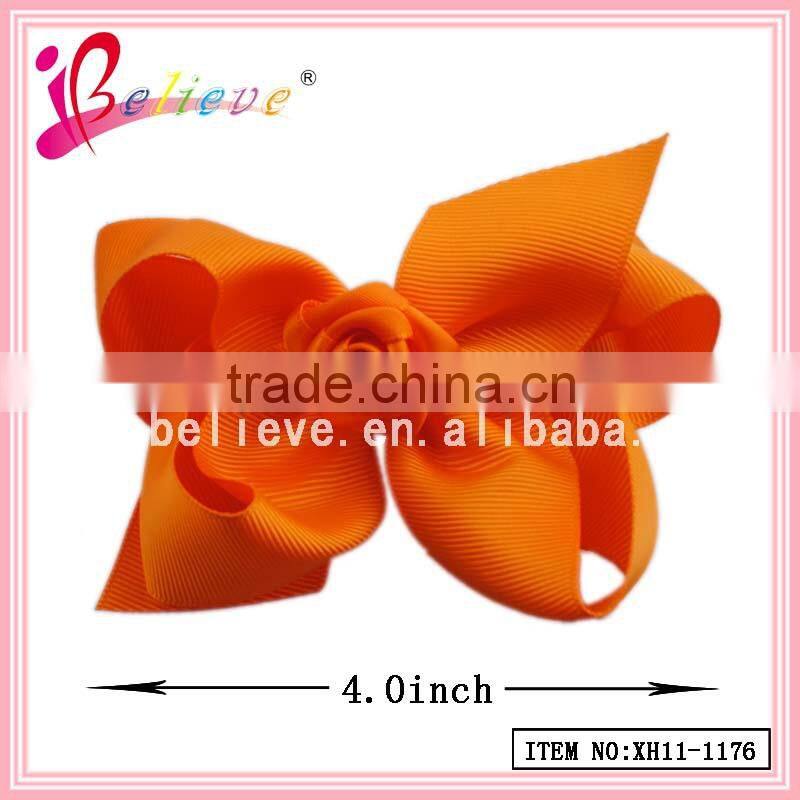 2015 New special design 4 inch ribbon bow green hair accessories (XH11-1176)