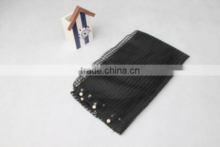 Wholesale Autumn Winter Latest Fashion Cute Lovely Pearl Beads Gauze Lace Girl Scarf