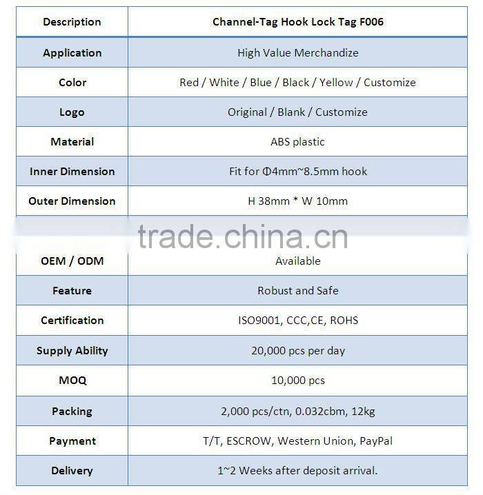 EAS security display hook tag for retail supermarket