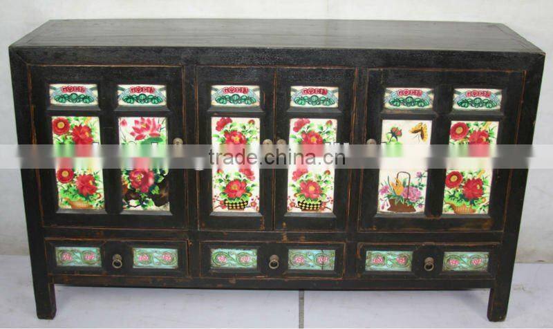 Chinese antique living room painted cabinet