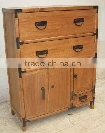 chinese antique three drawer three door cabinet