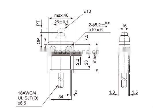 CNTD CE TUV Approvel 3Meter Momentary IP67 4 Wire Sealed Pin Plunger Limit Switch CZ-3111