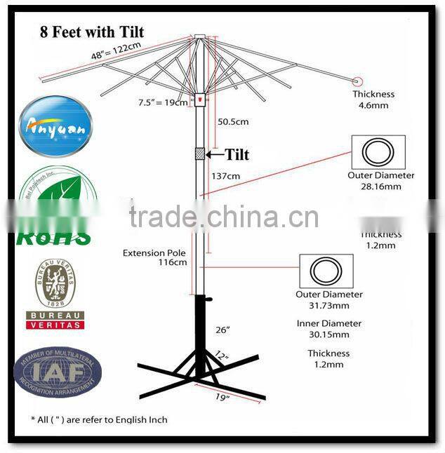 170T nylon fabric wholesale cheap promotion palm tree beach umbrella with tilt mechanism
