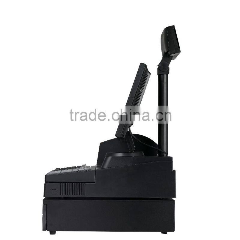 12.1 inch LED screen cash register for supermarket with 58mm thermal printer, cash box and keboard