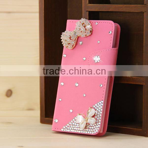 New Fashion Handmade Luxury Wallet For iPhone6 Leather Case Flip Diamond Covers