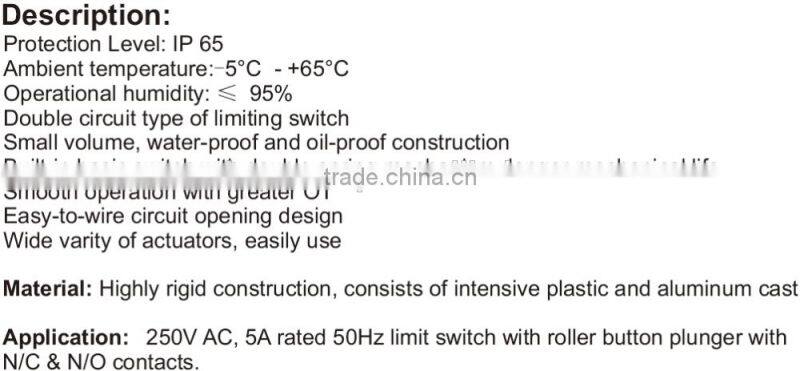 Limit Switch with Roller Button Plunger