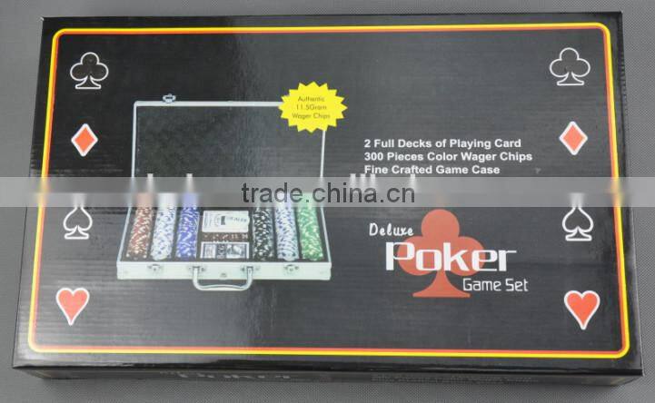 300pcs Poker Chips Set In Casino Style Poker Chip With Color Box +2 Decks Playling Cards