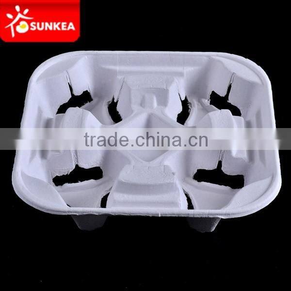 Logo print accepted cardboard cup carriers, 4-cup trays