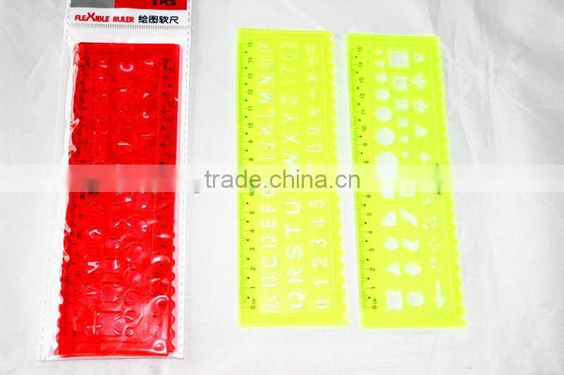 2015 Hot Factory Direct Sale OEM High Quality 2 Pieces PVC Letter Stencil Ruler school stationery