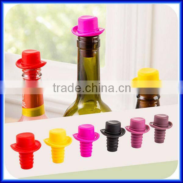 Silicone Lovely Wine Bottle Stopper With Hat/silicone booze hat Bottle cork