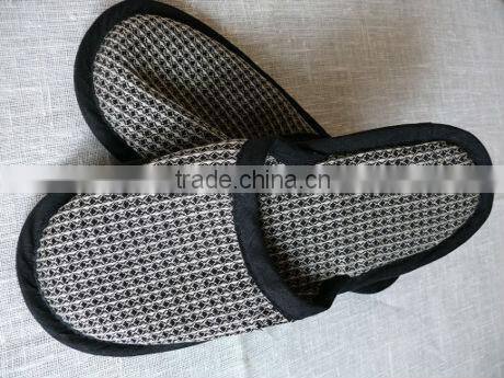 Waffle natural/black linen cotton fabric