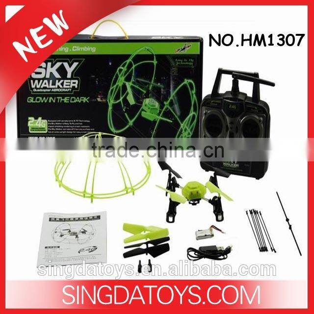 Four Axis HM1307 2.4G Glow In The Dark RC Quadcopter with protective ring anti-throw fluorescence