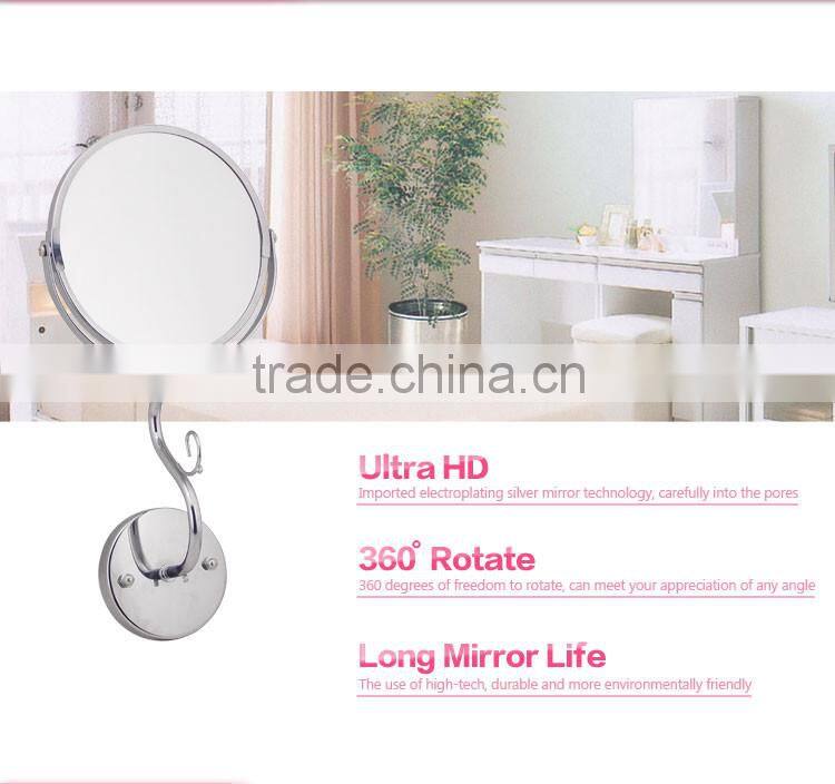 Chrome free standing round makeup cosmetic mirror