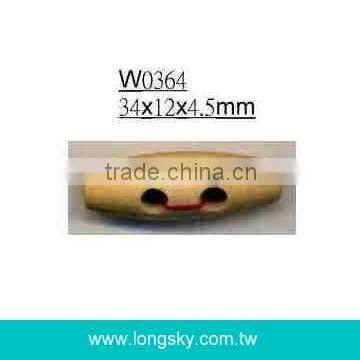 (#W0368) classical 2 holes wooden toggle coat button