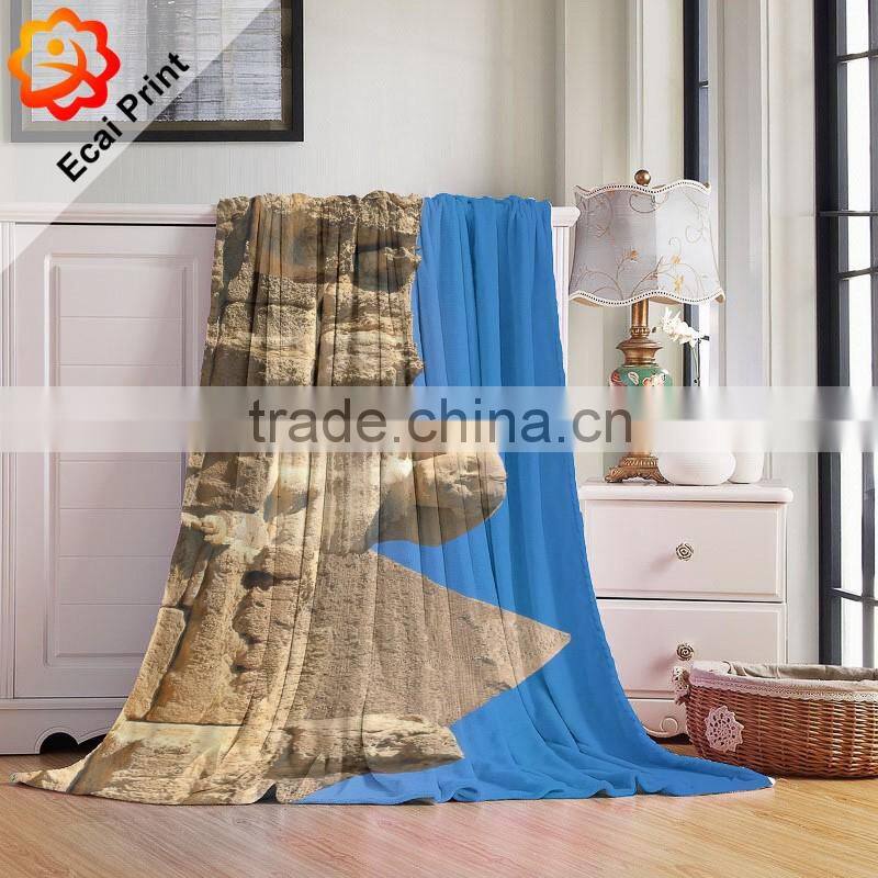 Home fashion custom made heat transfer printed throw blanket
