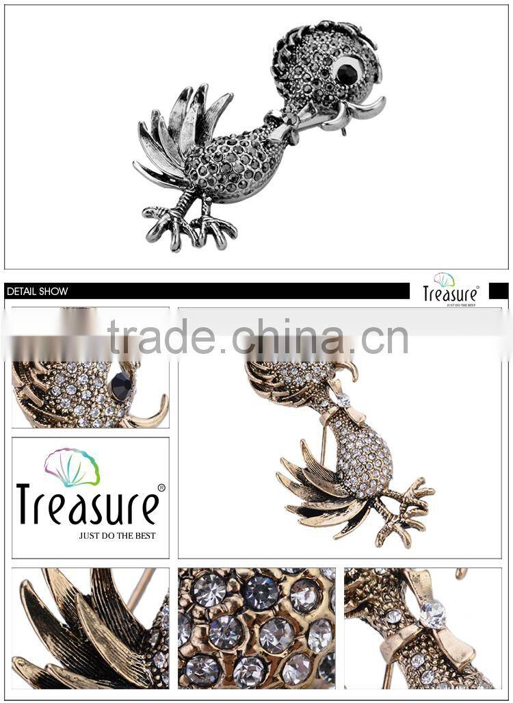 Christmas present gun black and golden duck alloy and rhinestone brooch jewelry for women and men