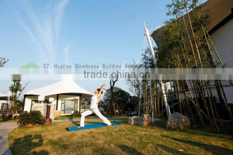 Fabric Tensile Membrane Structure canopy applicatin for hotel shopping hall with PTFE ETFE