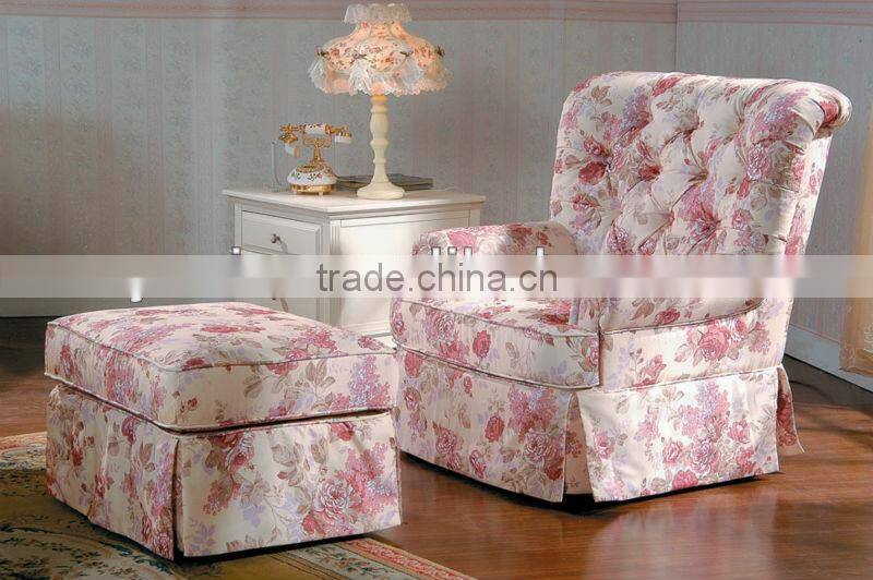 american armchair with pouf/high quality armchair with footstool