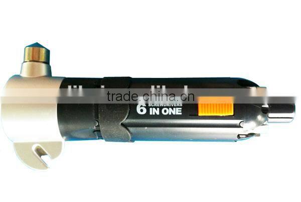 QC-176 6 IN ONE high quality multi function emergency seat belt cutter, strong bright torch, screwdriver set, hand tool