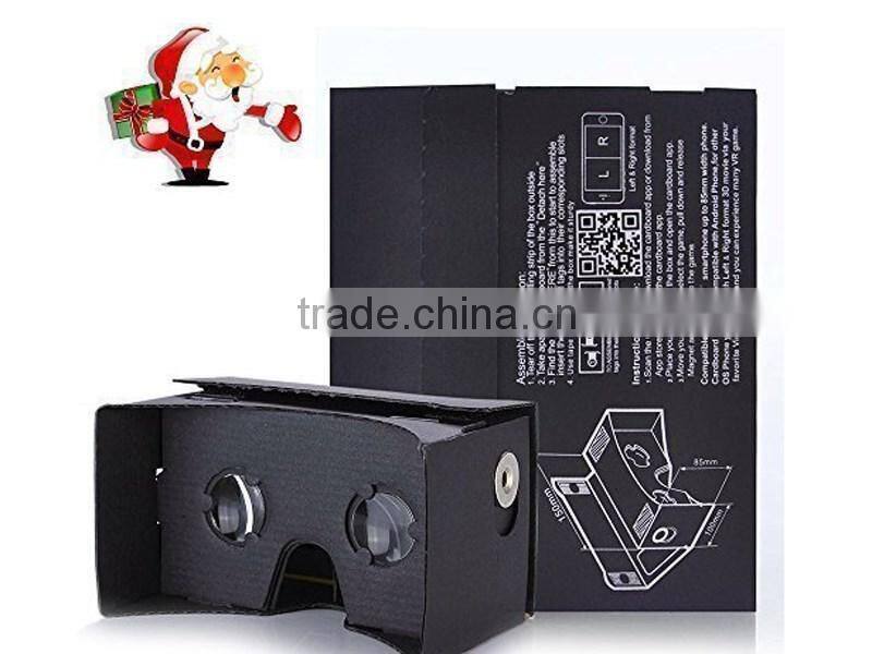 Hot sell Google Cardboard black 2.0 with straps DIY Google cardboard 3D VR glasses