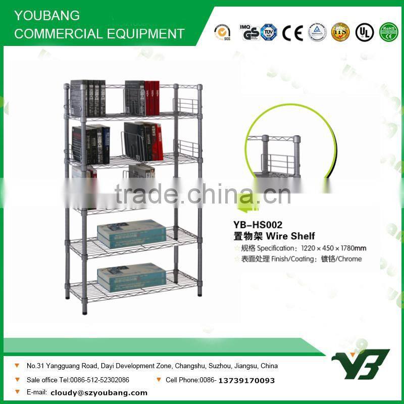 2015 hot sell NSF 100KGS plastic powder heavy duty 6 layer warehouse wire book rack with wire fence (YB-HS002)