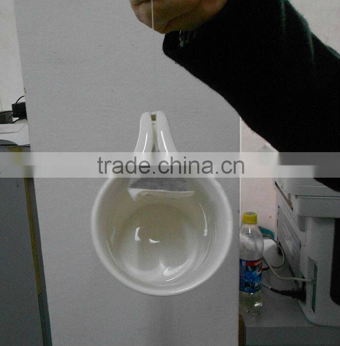 10/12OZ ceramic special design tea bag holding porcelain cup ceramic creative mug