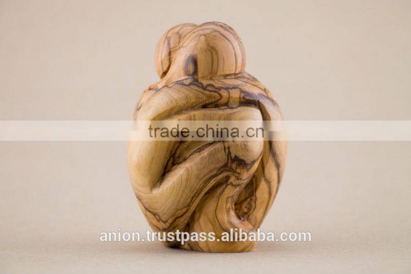 Olive Wood Carved Composition of Loving People