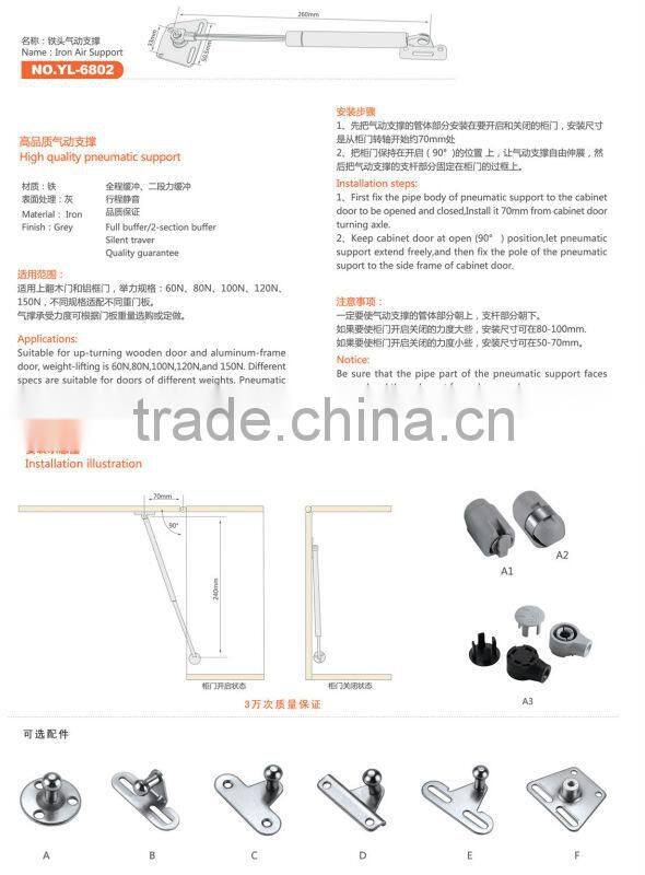 60N,80N,100N,120N,150N iron head gas spring gas strut from Guangzhou Hardware