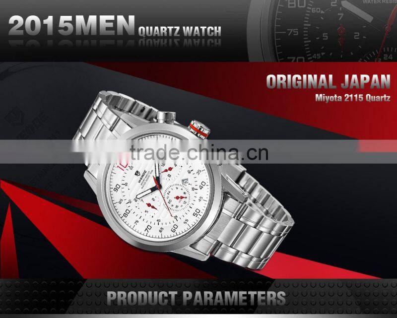 2015 WEIDE Relojes De Marca Masculino Auto Date Day Week Stainless Steel Band Clock Men Watches WH3311-4C