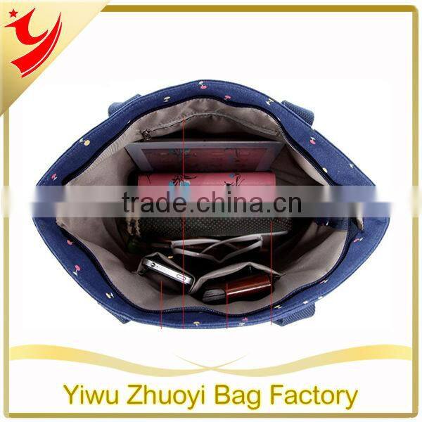 2015 OEM red stripe canvas tote women bag/ Large Capacity Shopping Tote Bags