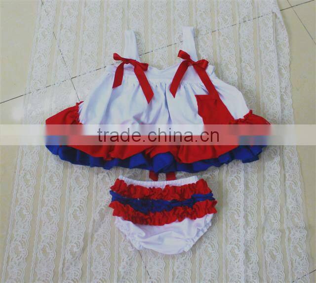 2013 lastest new design Wholesale cotton chevron swing top set cotton top withe cotton bloomer for baby