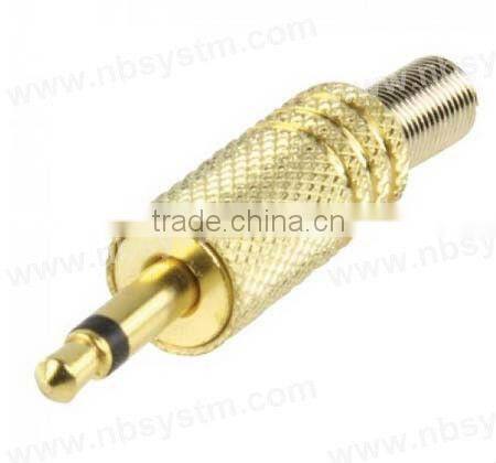Gold 3.5mm mono plug metal with spring