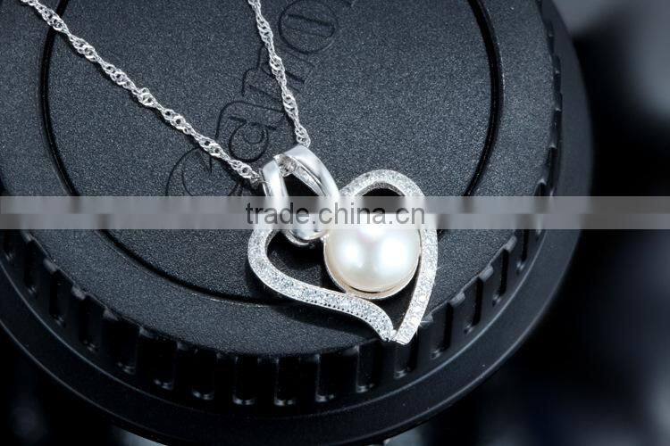 Hight Quality Freshwater Pearl 925 Sterling Silver Heart Pendant