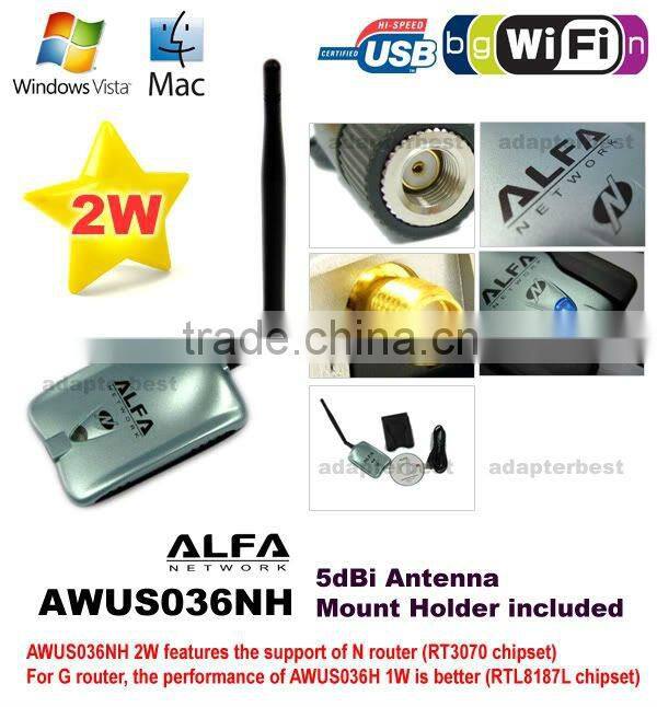 Alfa AWUS036NH 2000mW High Power Alfa AWUS036NH N USB WiFi Adapter