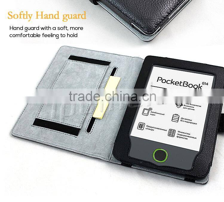 Book style PU leather phone case for Pocket Book 614 e-Reader