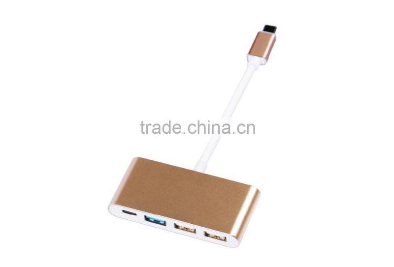 OEM/ODM MultiFunction usb3.1 usb c hub combo,type c male to type A and type C female data cable adapter For PC Laptop